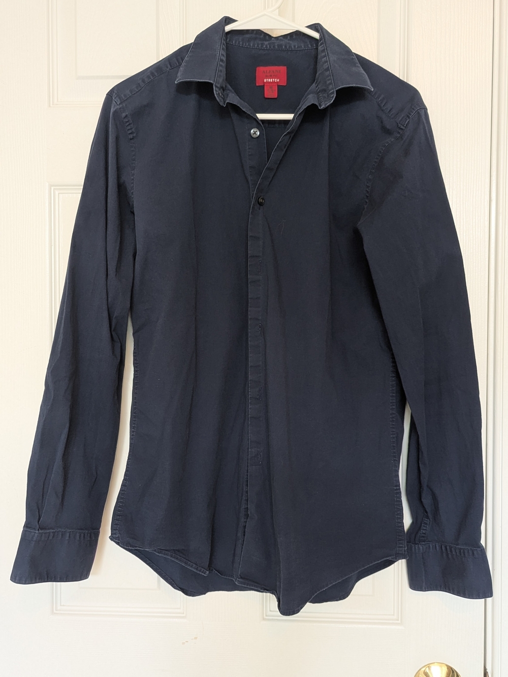 Alfani Men's Dark Navy Slim Fit Stretch Button-Down Shirt